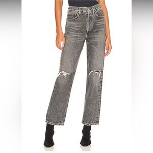 AGOLDE 90's Mid Rise Loose in Outline Color: Outline - Distressed Jeans